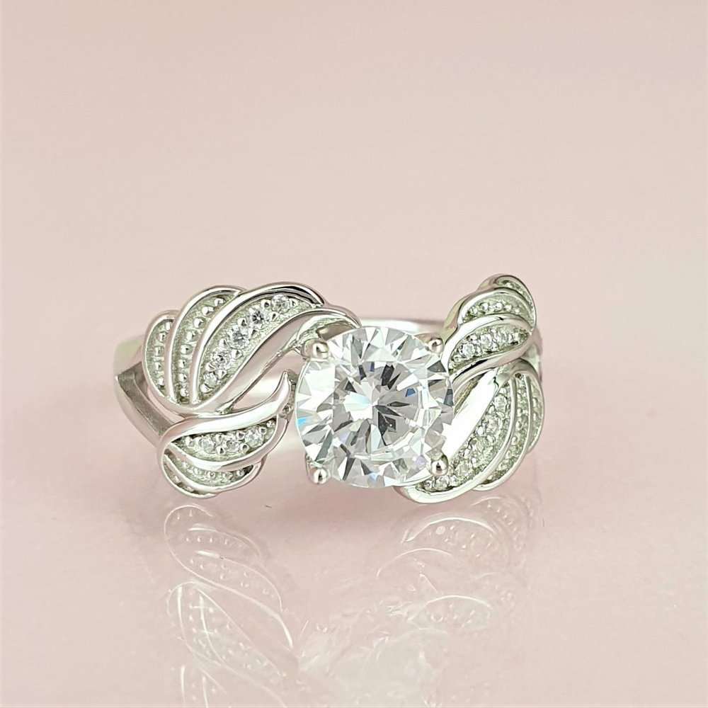 Lovely Layer Stackable Zircon Angel Wings Wedding Rings for Women, INDN8298 - Picture 2 of 6